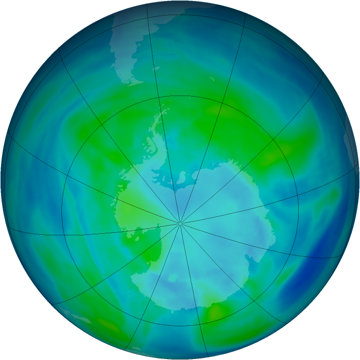 Antarctic ozone map for 08 April 2006